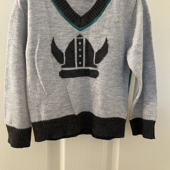 DEUX PAR DEUX Boys Pullover Sweater Like a Viking Gray Wool Angora SZ 18 Months - Picture 5 of 11